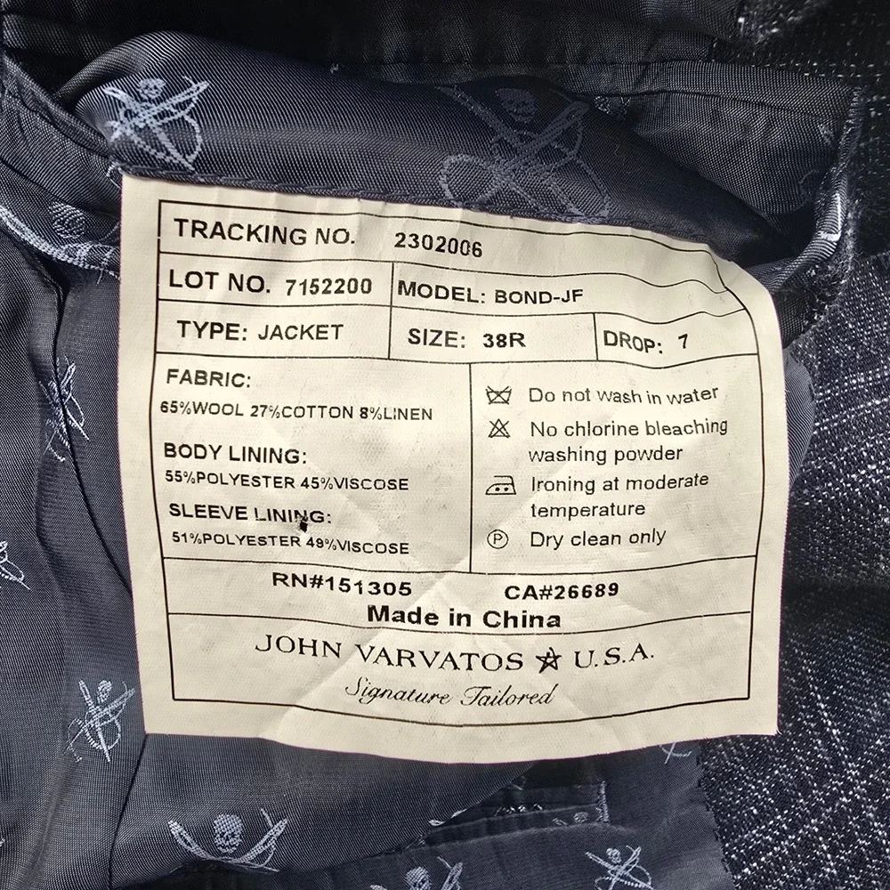 John Varvatos USA Mens Blazer 38R Blue Plaid Wool Linen Sport Coat Bond-JF